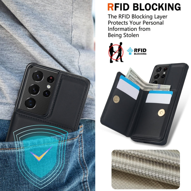 For Samsung Galaxy S21 Ultra 5G RFID Anti-theft Card Ring Holder Phone Case