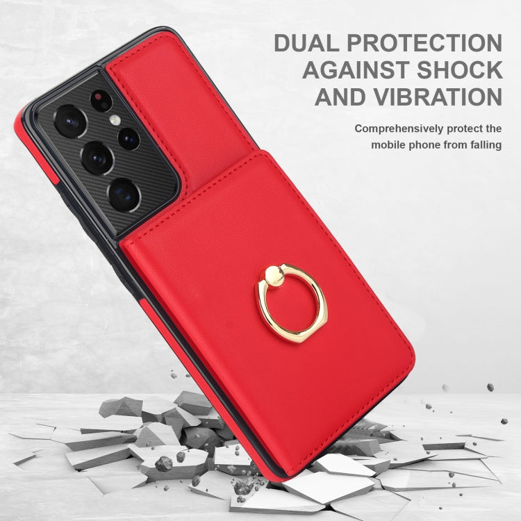 For Samsung Galaxy S21 Ultra 5G RFID Anti-theft Card Ring Holder Phone Case