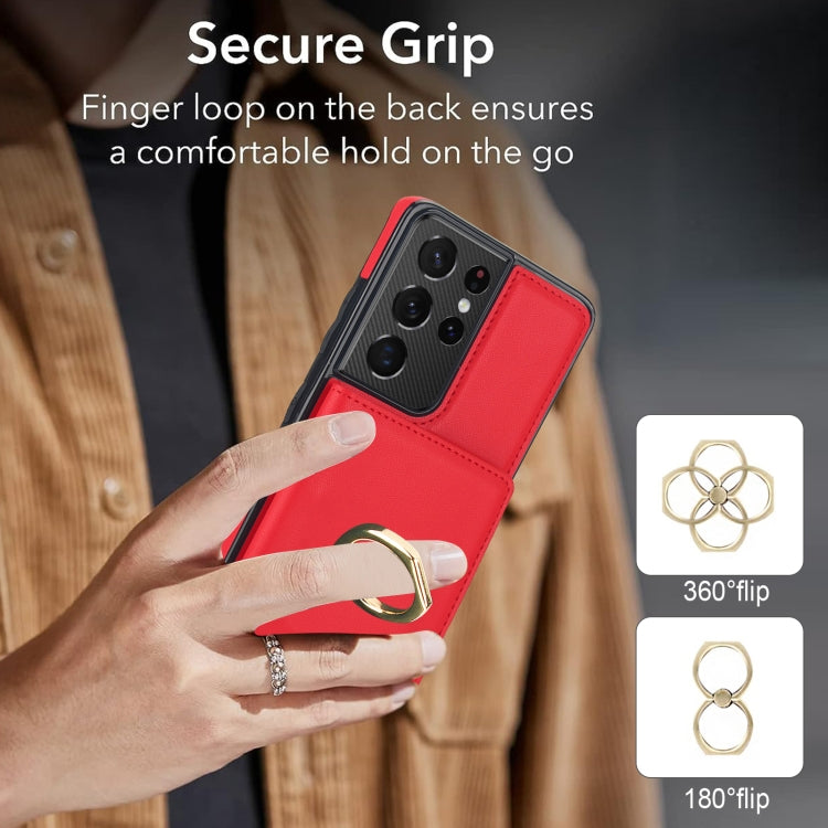 For Samsung Galaxy S21 Ultra 5G RFID Anti-theft Card Ring Holder Phone Case