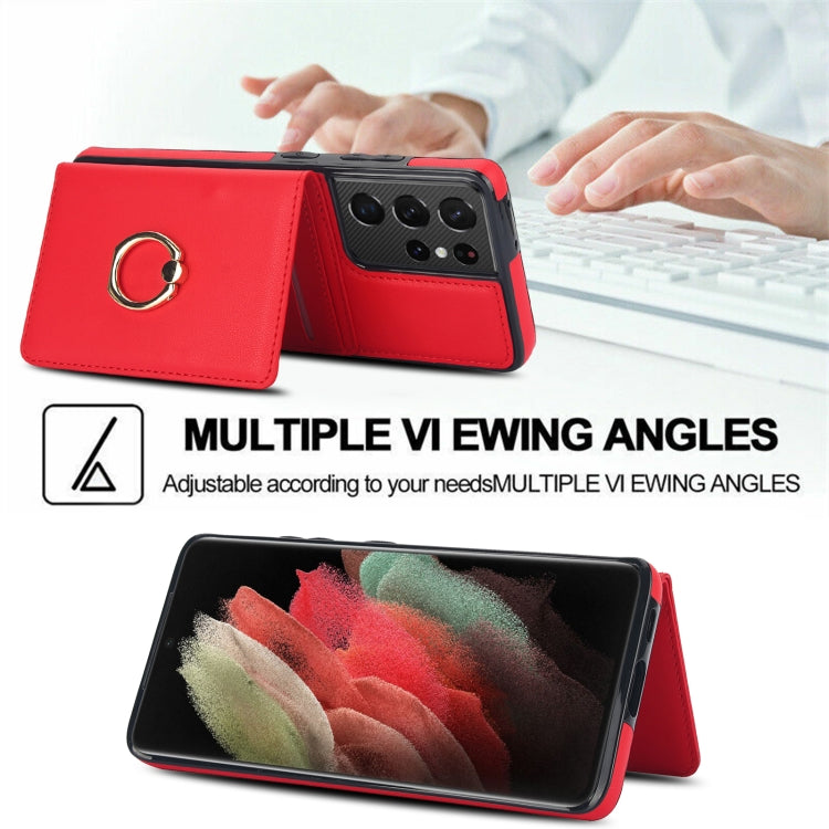 For Samsung Galaxy S21 Ultra 5G RFID Anti-theft Card Ring Holder Phone Case
