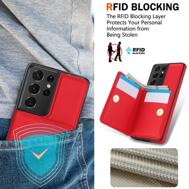 For Samsung Galaxy S21 Ultra 5G RFID Anti-theft Card Ring Holder Phone Case