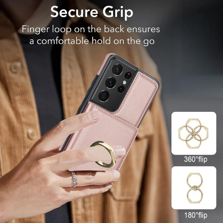 For Samsung Galaxy S21 Ultra 5G RFID Anti-theft Card Ring Holder Phone Case