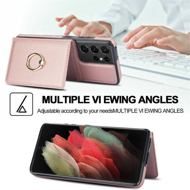 For Samsung Galaxy S21 Ultra 5G RFID Anti-theft Card Ring Holder Phone Case
