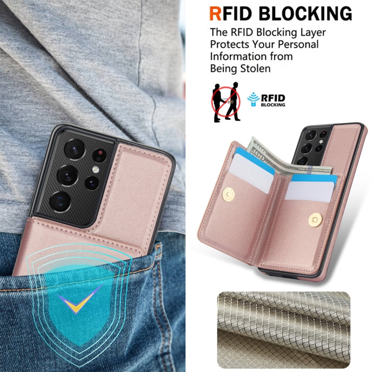 For Samsung Galaxy S21 Ultra 5G RFID Anti-theft Card Ring Holder Phone Case