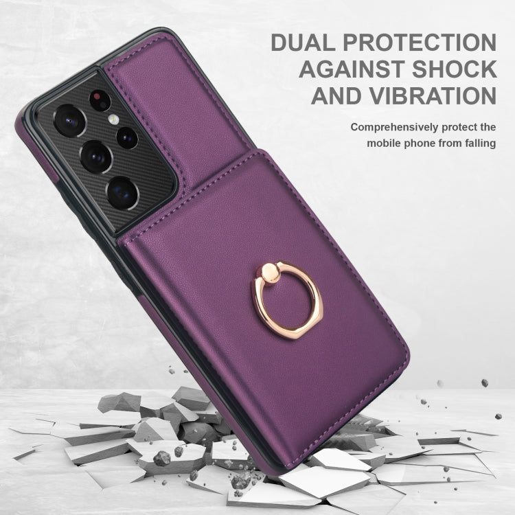 For Samsung Galaxy S21 Ultra 5G RFID Anti-theft Card Ring Holder Phone Case