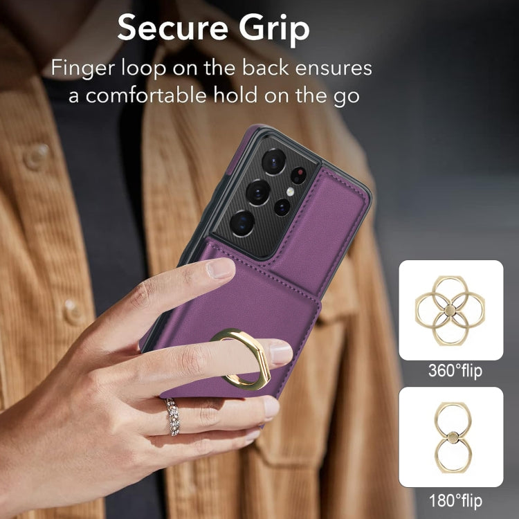 For Samsung Galaxy S21 Ultra 5G RFID Anti-theft Card Ring Holder Phone Case