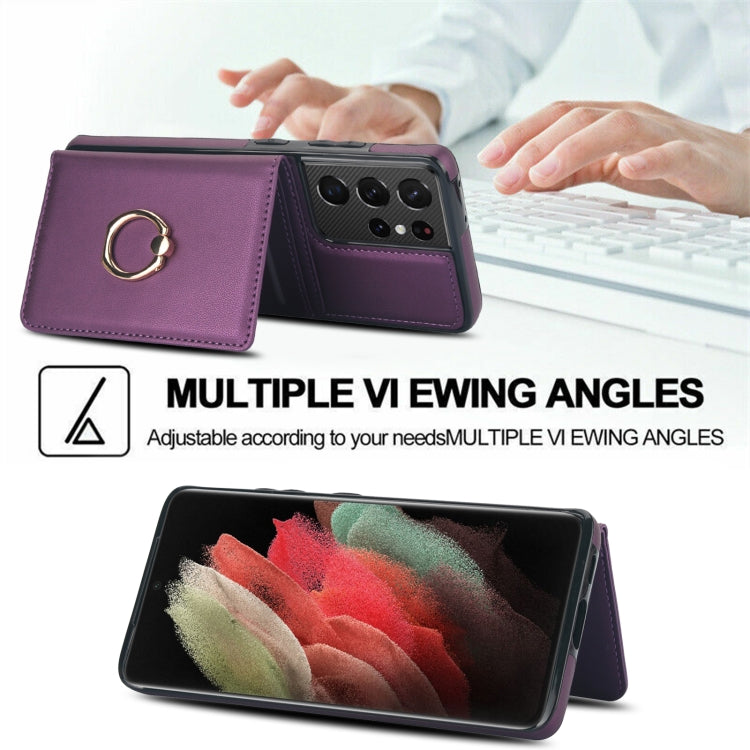 For Samsung Galaxy S21 Ultra 5G RFID Anti-theft Card Ring Holder Phone Case