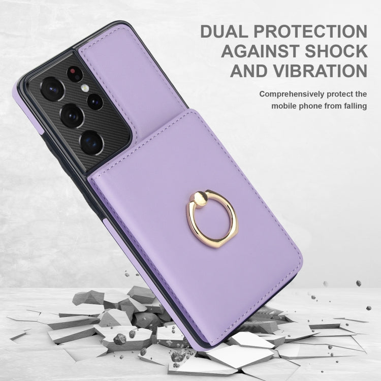 For Samsung Galaxy S21 Ultra 5G RFID Anti-theft Card Ring Holder Phone Case