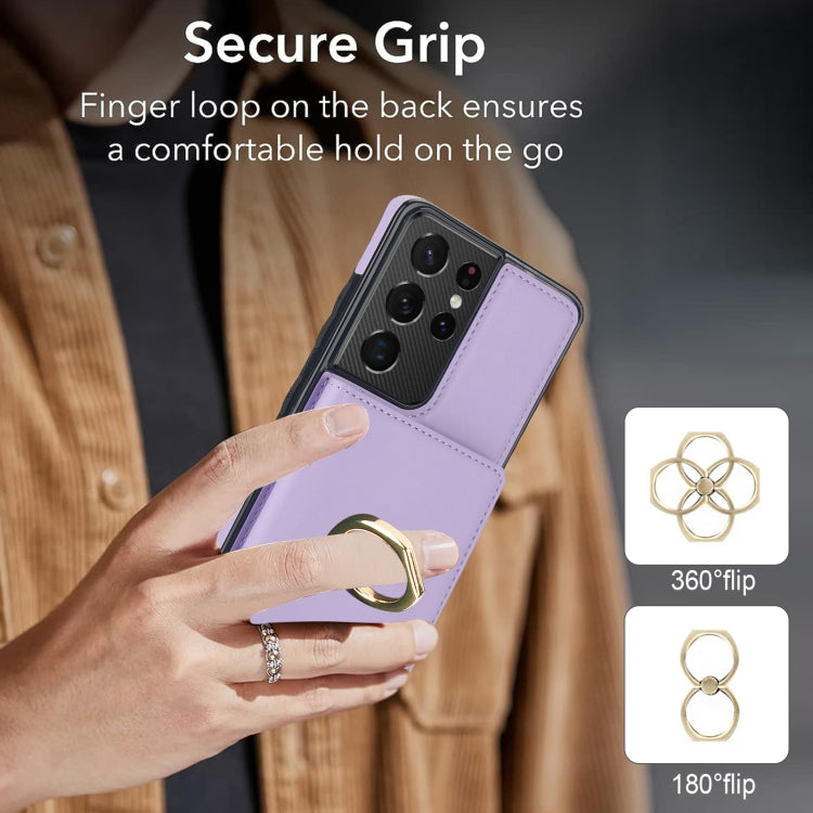 For Samsung Galaxy S21 Ultra 5G RFID Anti-theft Card Ring Holder Phone Case