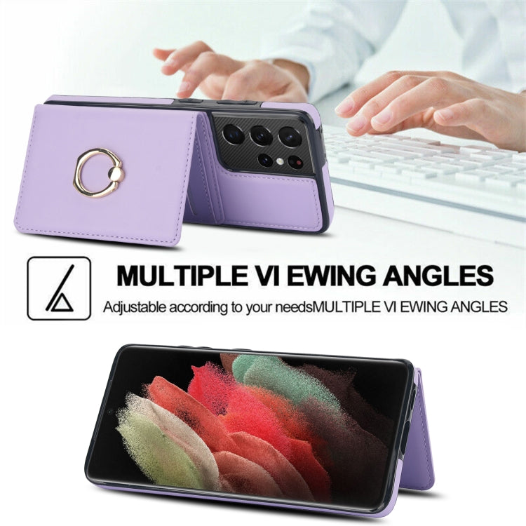 For Samsung Galaxy S21 Ultra 5G RFID Anti-theft Card Ring Holder Phone Case