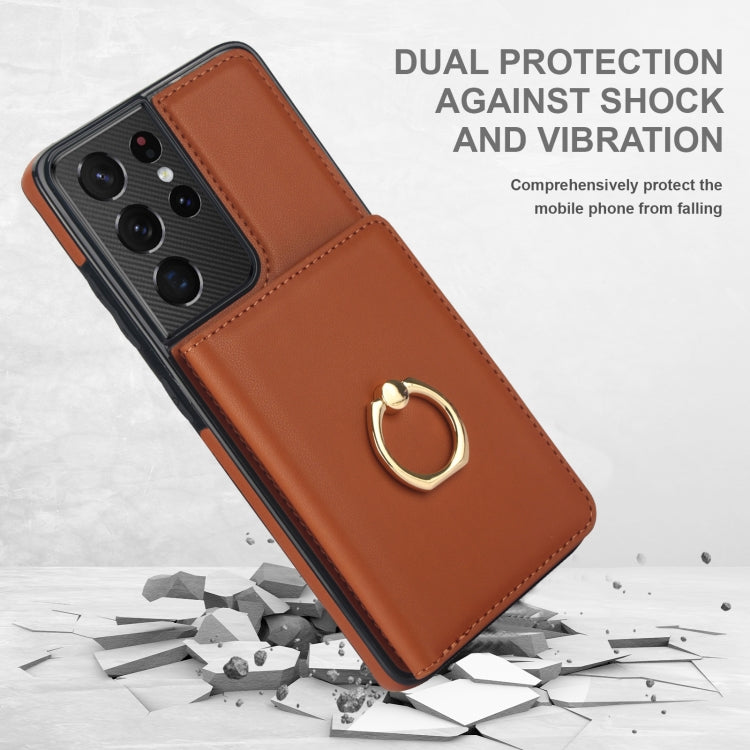 For Samsung Galaxy S21 Ultra 5G RFID Anti-theft Card Ring Holder Phone Case
