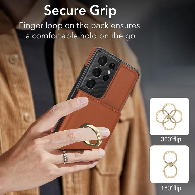 For Samsung Galaxy S21 Ultra 5G RFID Anti-theft Card Ring Holder Phone Case