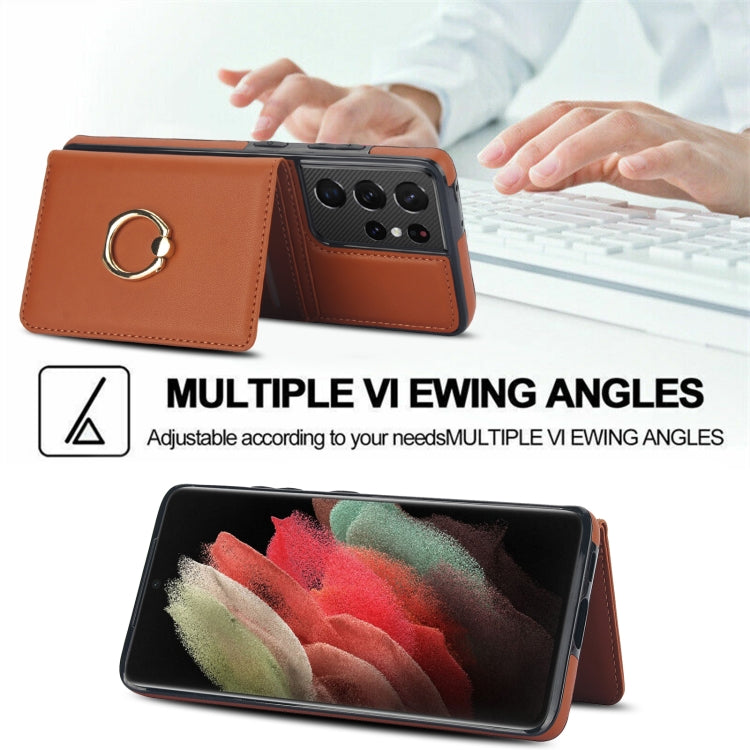 For Samsung Galaxy S21 Ultra 5G RFID Anti-theft Card Ring Holder Phone Case