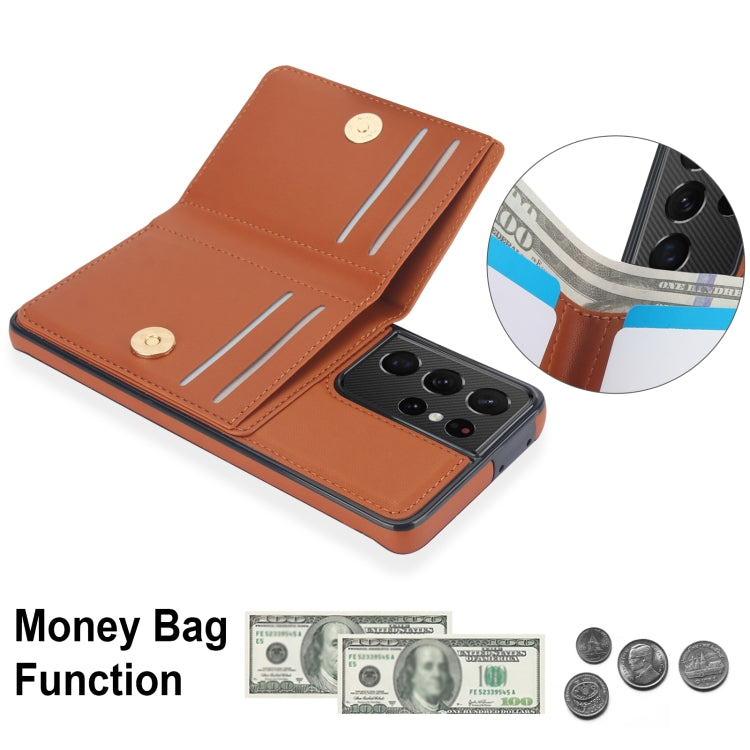 For Samsung Galaxy S21 Ultra 5G RFID Anti-theft Card Ring Holder Phone Case