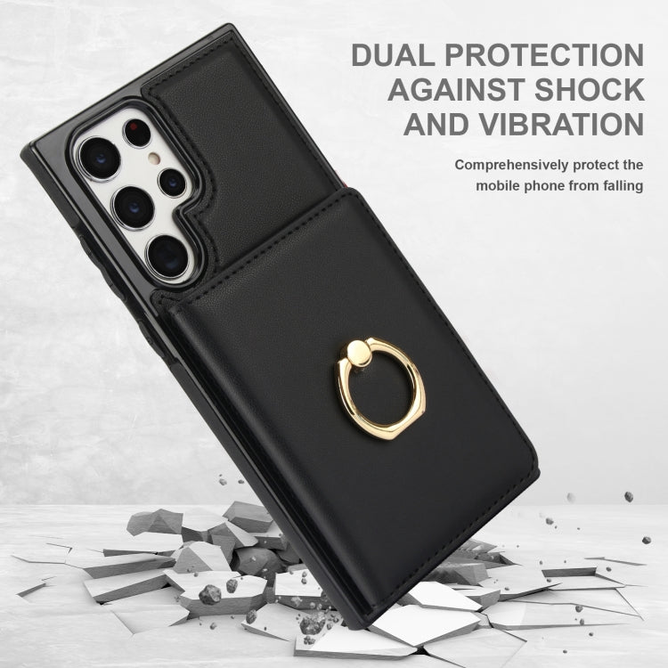 For Samsung Galaxy S22 Ultra 5G RFID Anti-theft Card Ring Holder Phone Case