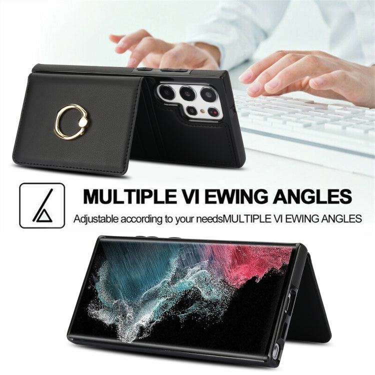 For Samsung Galaxy S22 Ultra 5G RFID Anti-theft Card Ring Holder Phone Case