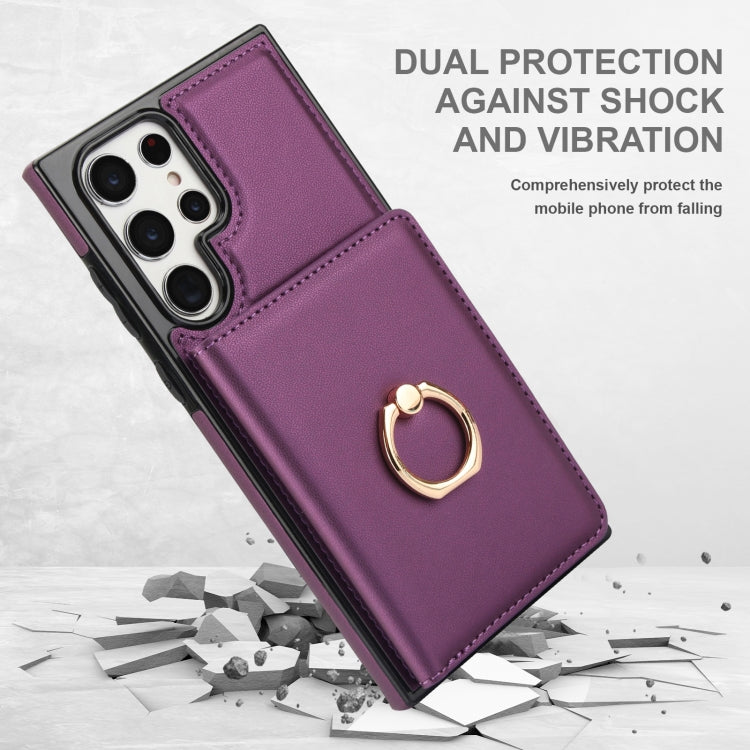 For Samsung Galaxy S22 Ultra 5G RFID Anti-theft Card Ring Holder Phone Case