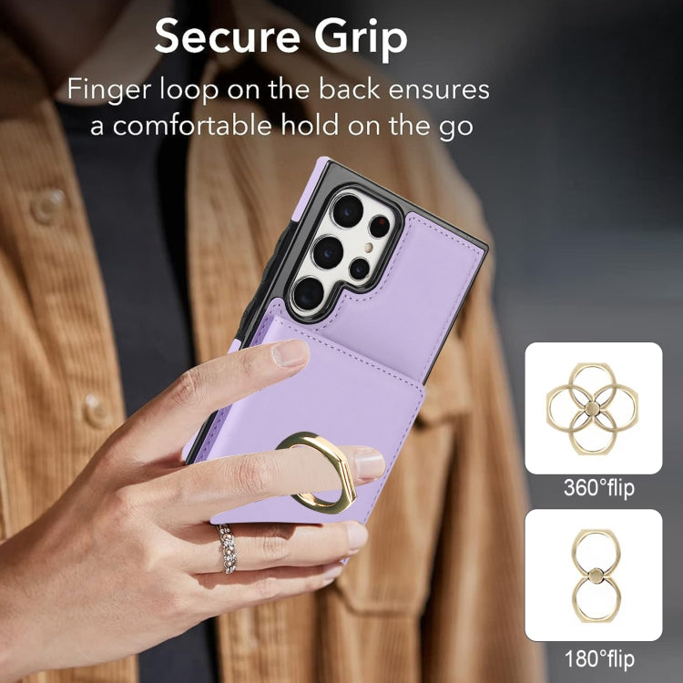 For Samsung Galaxy S22 Ultra 5G RFID Anti-theft Card Ring Holder Phone Case