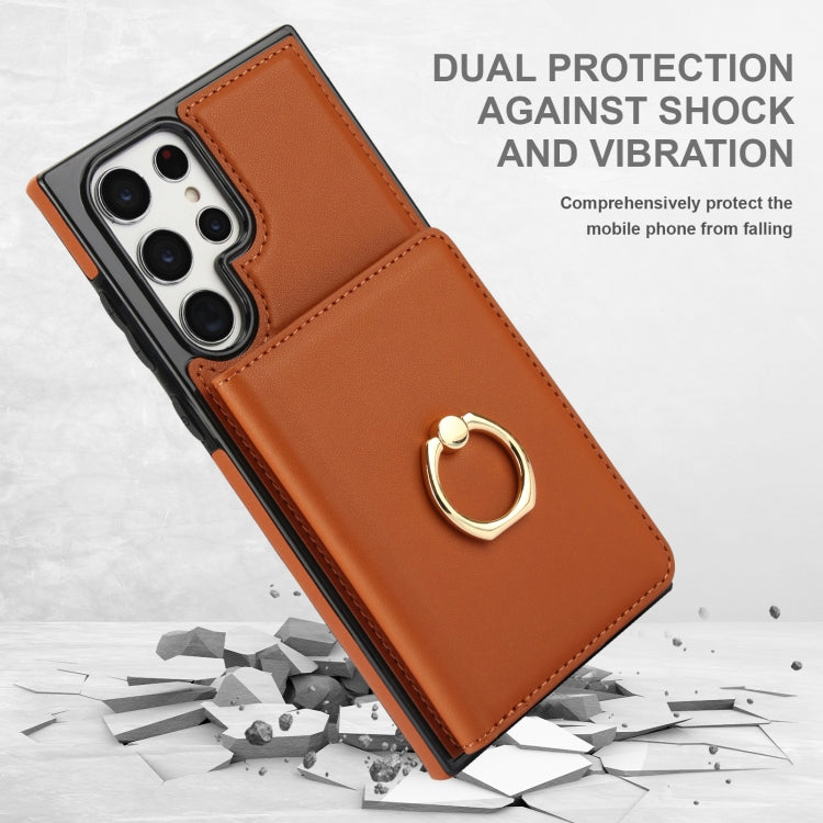 For Samsung Galaxy S22 Ultra 5G RFID Anti-theft Card Ring Holder Phone Case