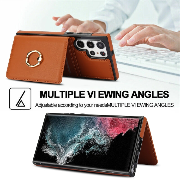 For Samsung Galaxy S22 Ultra 5G RFID Anti-theft Card Ring Holder Phone Case