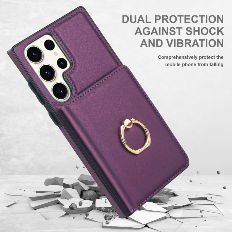For Samsung Galaxy S23 Ultra 5G RFID Anti-theft Card Ring Holder Phone Case