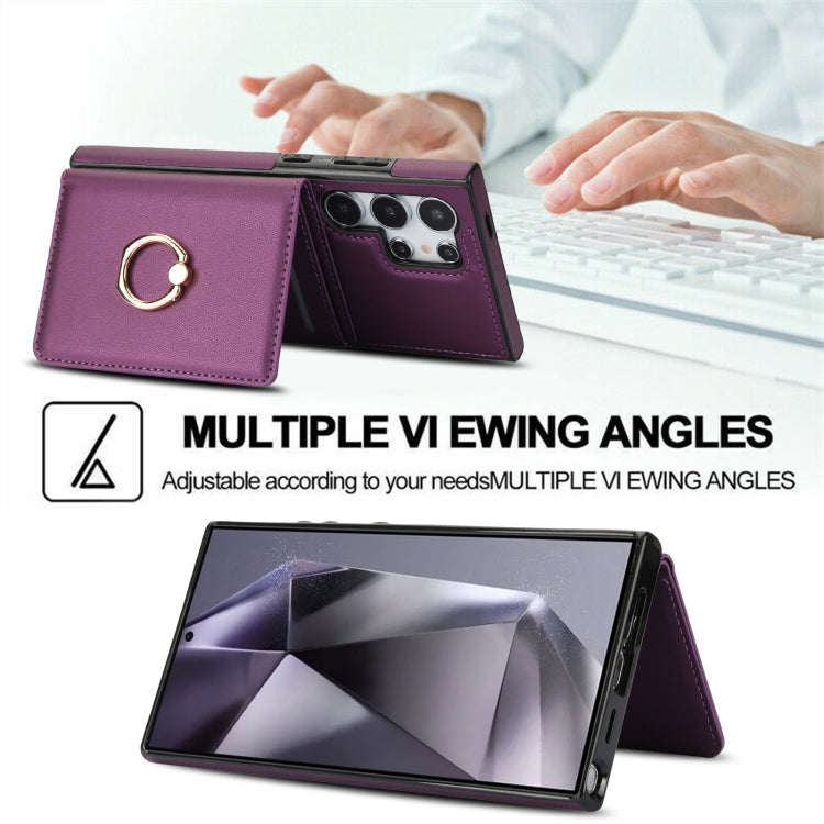 For Samsung Galaxy S24 Ultra 5G RFID Anti-theft Card Ring Holder Phone Case