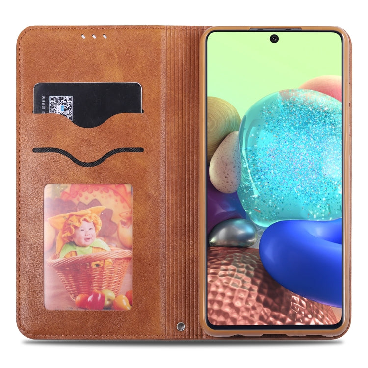 For Samsung Galaxy A41 AZNS Retro Texture Magnetic Horizontal Flip PU Leather Case with Holder & Card Slots & Photo Frame
