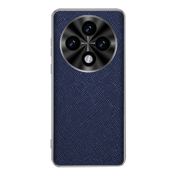 For OPPO A3 Pro Silver Edge Cross Texture PU Leather Phone Case