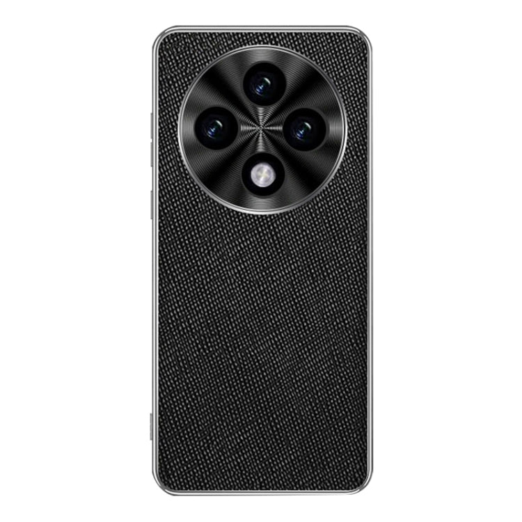 For OPPO A3 Pro Silver Edge Cross Texture PU Leather Phone Case