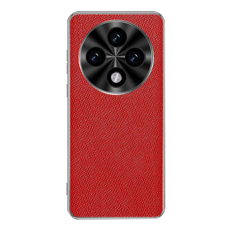 For OPPO A3 Pro Silver Edge Cross Texture PU Leather Phone Case