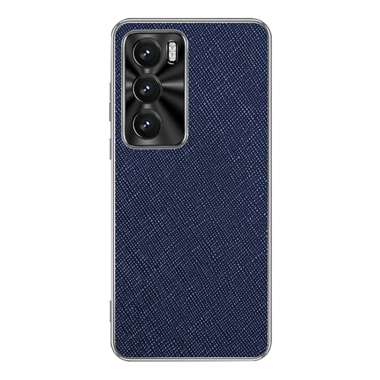 For OPPO Reno12 Global Silver Edge Cross Texture PU Leather Phone Case