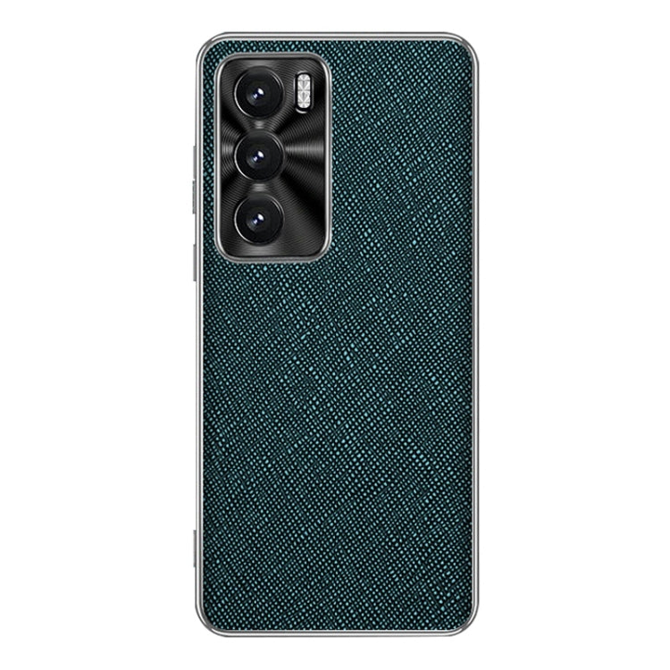 For OPPO Reno12 Pro Global Silver Edge Cross Texture PU Leather Phone Case