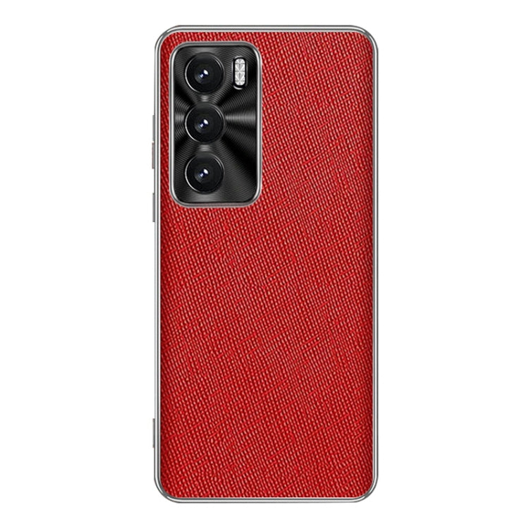For OPPO Reno12 Pro Global Silver Edge Cross Texture PU Leather Phone Case