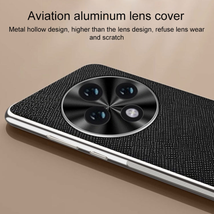 For OPPO Reno12 Pro Global Silver Edge Cross Texture PU Leather Phone Case