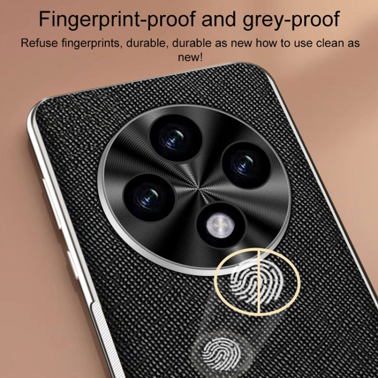 For OPPO Reno12 Pro Global Silver Edge Cross Texture PU Leather Phone Case