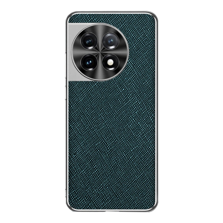 For OnePlus 11 Silver Edge Cross Texture PU Leather Phone Case