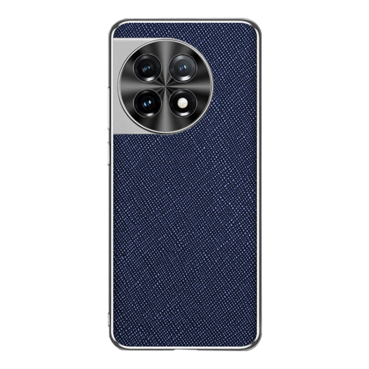 For OnePlus 11 Silver Edge Cross Texture PU Leather Phone Case