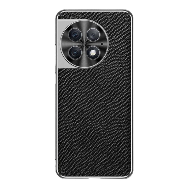 For OnePlus Ace 2 Pro Silver Edge Cross Texture PU Leather Phone Case