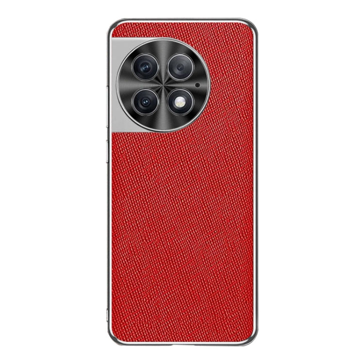 For OnePlus Ace 2 Pro Silver Edge Cross Texture PU Leather Phone Case