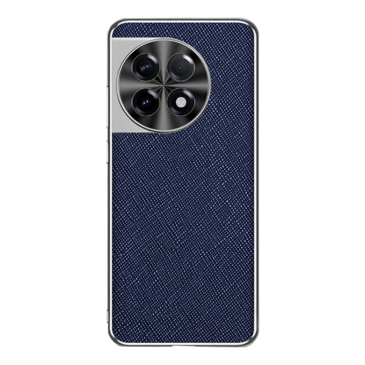 For OnePlus Ace 2 Silver Edge Cross Texture PU Leather Phone Case