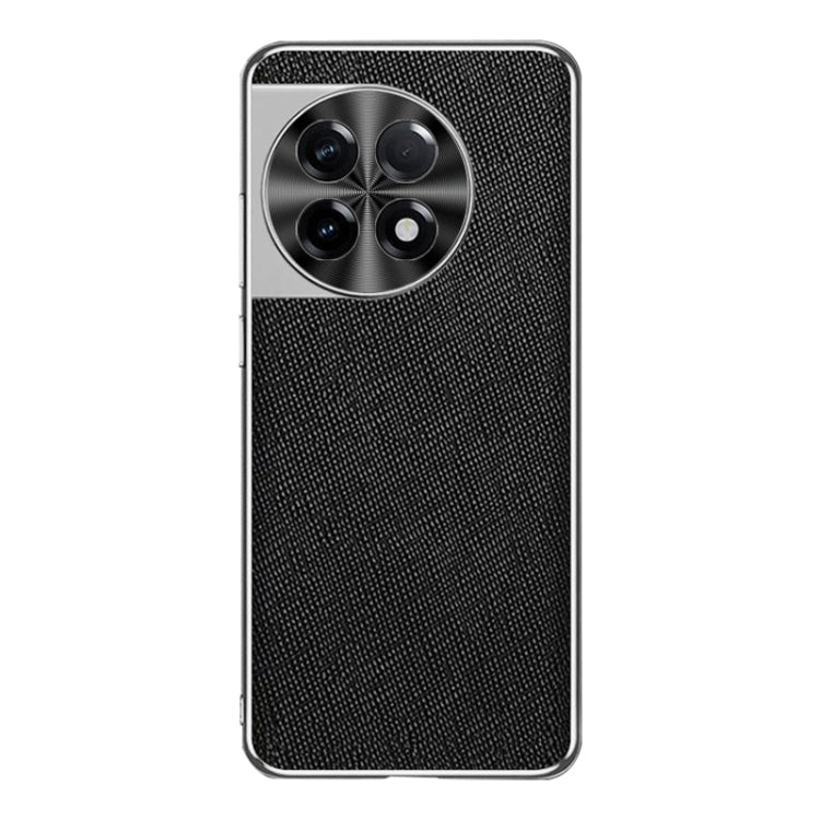 For OnePlus Ace 2 Silver Edge Cross Texture PU Leather Phone Case