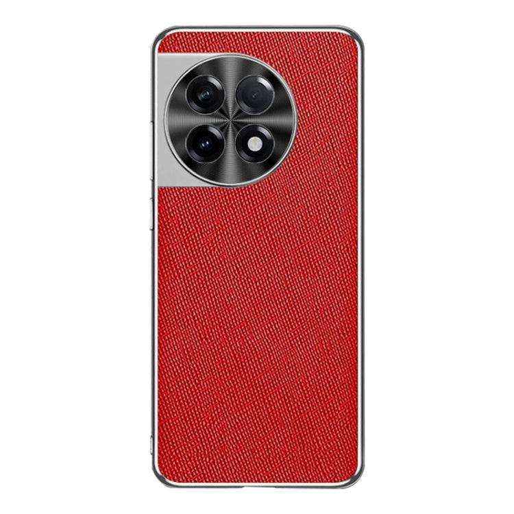 For OnePlus Ace 2 Silver Edge Cross Texture PU Leather Phone Case