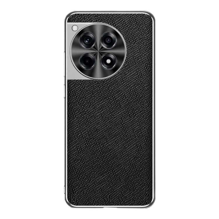 For OnePlus Ace 3 Silver Edge Cross Texture PU Leather Phone Case