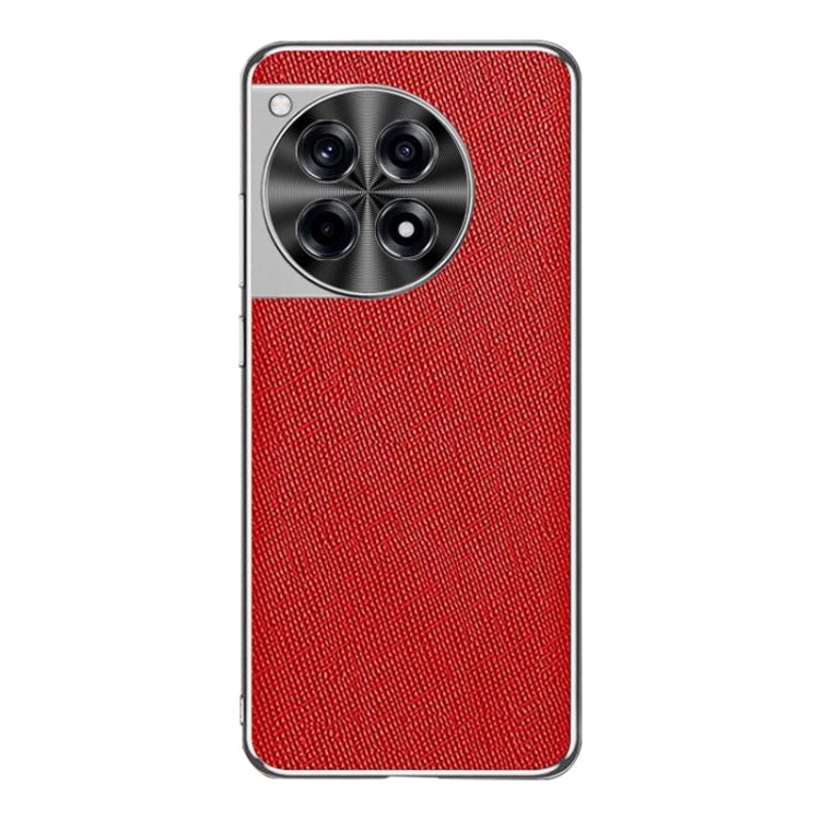 For OnePlus Ace 3 Silver Edge Cross Texture PU Leather Phone Case