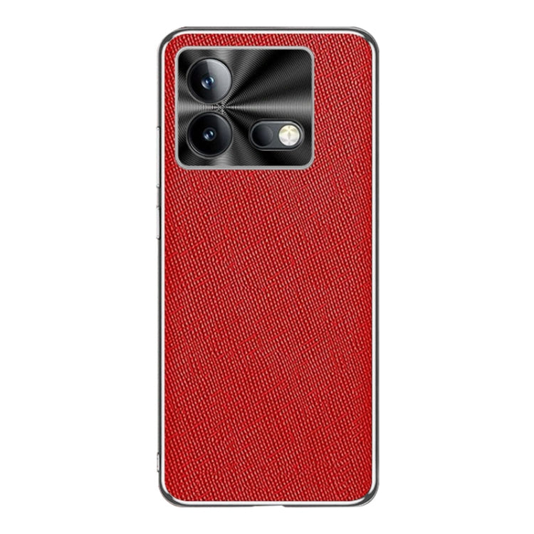 For vivo iQOO Neo8 Pro Silver Edge Cross Texture PU Leather Phone Case