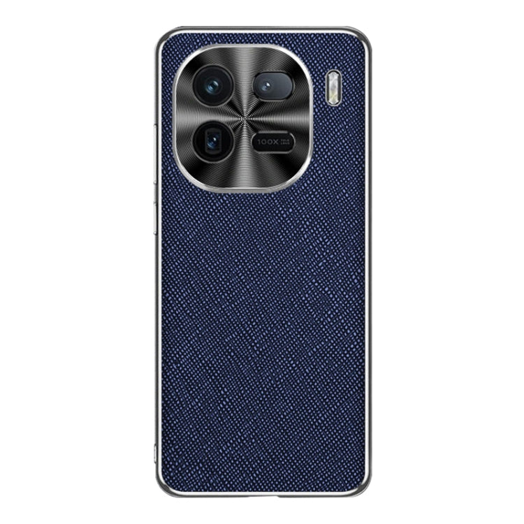 For vivo iQOO 12 Pro Silver Edge Cross Texture PU Leather Phone Case