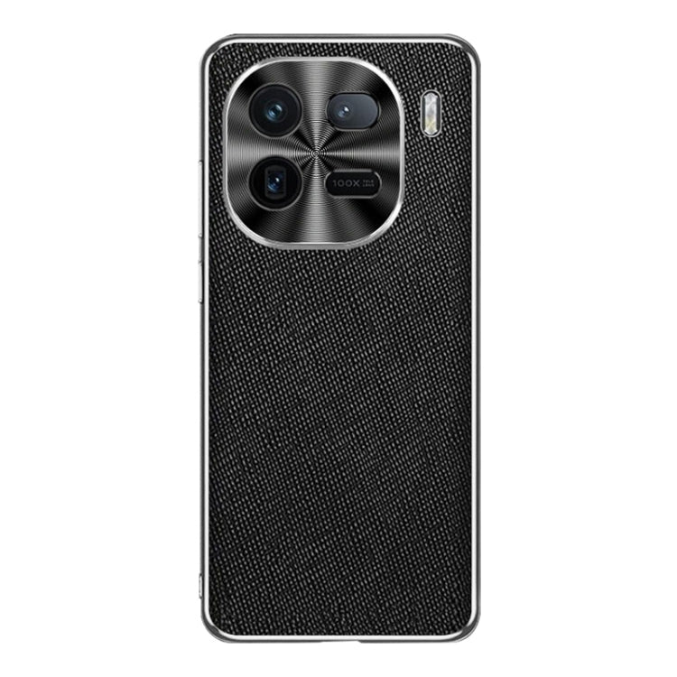 For vivo iQOO 12 Pro Silver Edge Cross Texture PU Leather Phone Case