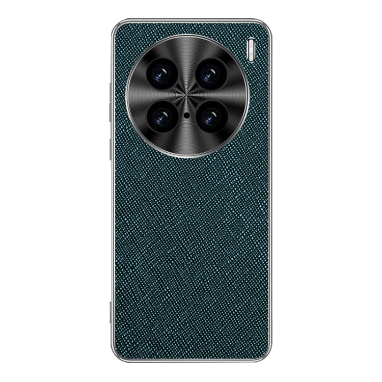 For vivo X100 Ultra Silver Edge Cross Texture PU Leather Phone Case