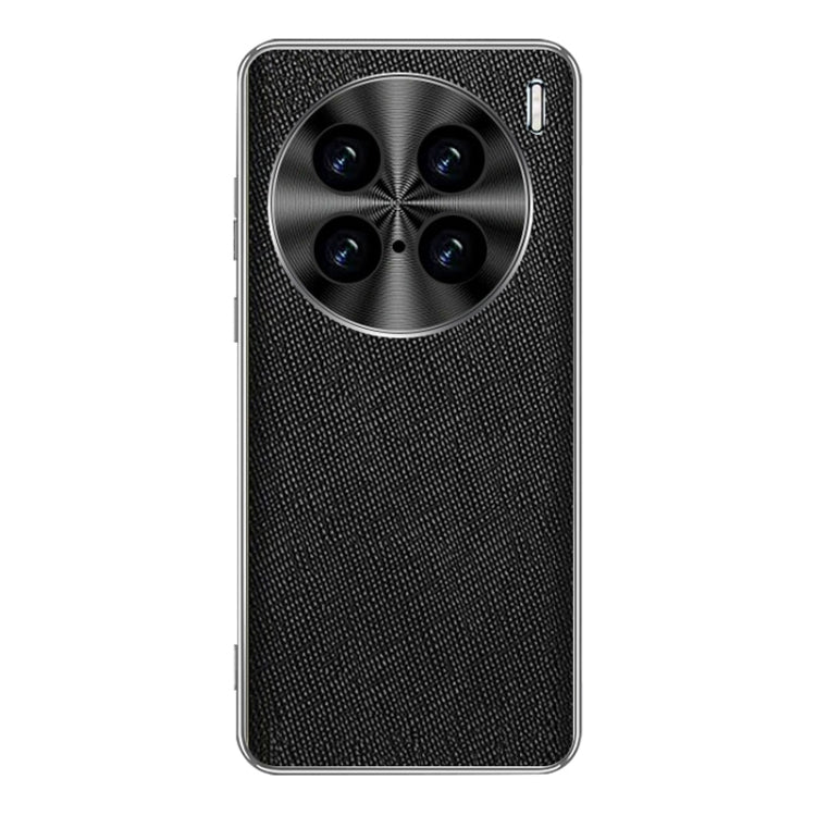 For vivo X100 Ultra Silver Edge Cross Texture PU Leather Phone Case
