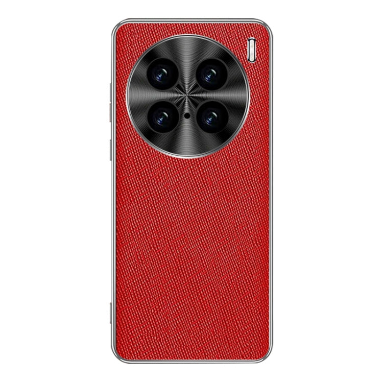For vivo X100 Ultra Silver Edge Cross Texture PU Leather Phone Case